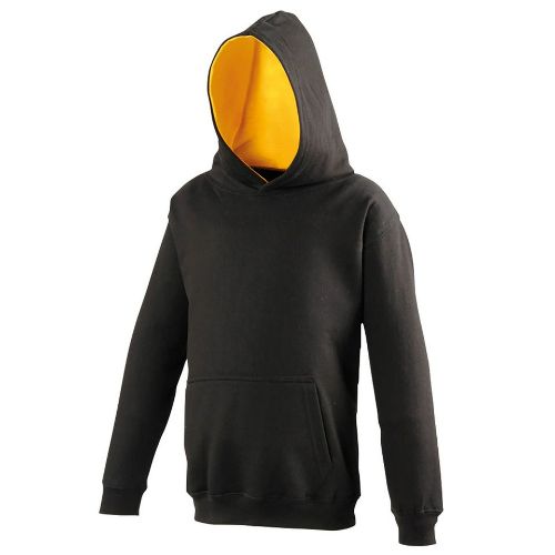 Awdis Just Hoods Kids Varsity Hoodie Jet Black/Gold